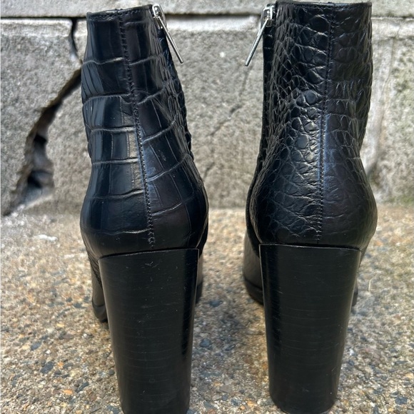 The Kooples ankle bootie WOMENS 5.5 black leather croc embossed georgette boot - Picture 11 of 14